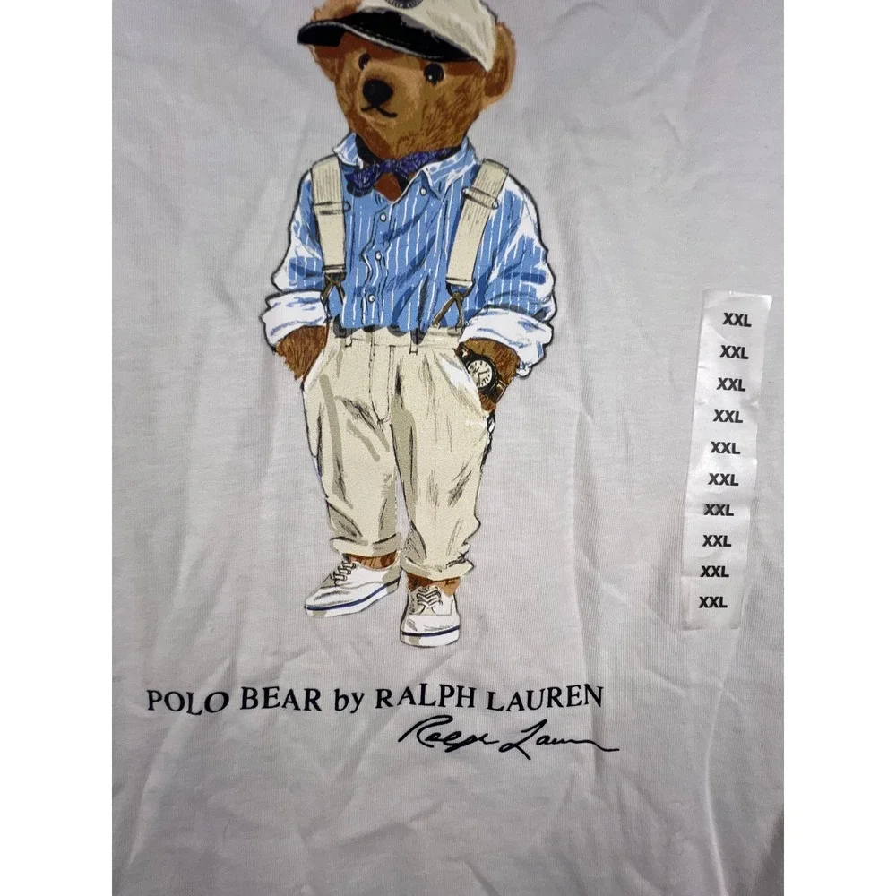 Polo Ralph Lauren Polo Bear White Graphic‎ T-Shirt Classic Fit Mens XXL New